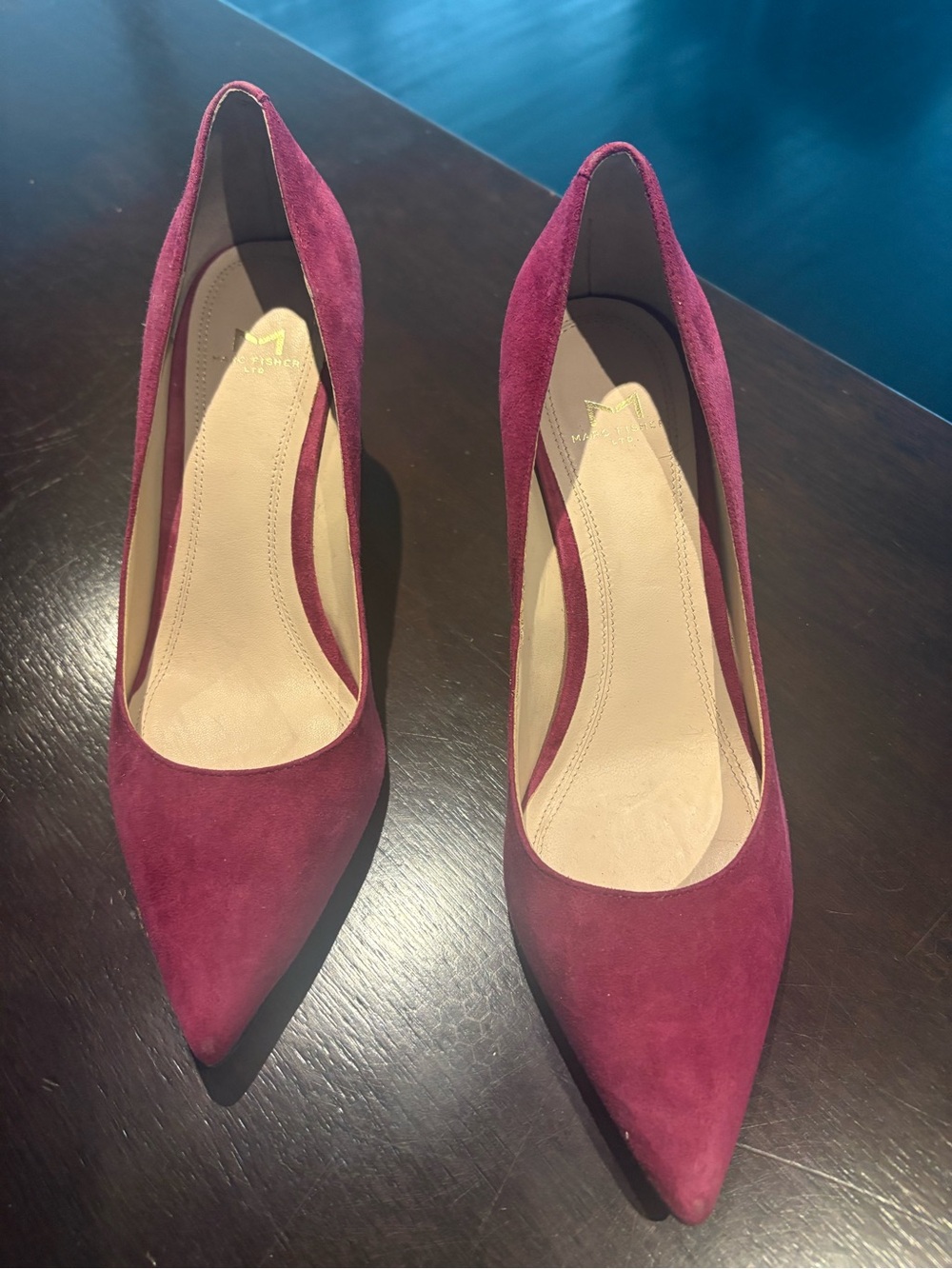 Used/Pre-Loved Marc Fisher Women’s Pointed Toe Suede Pumps - Burgundy